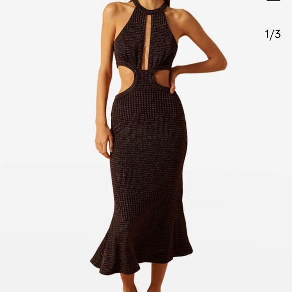 Misha dress in black midi length! Body hugging and beautiful cut outs! - Picture 5 of 5